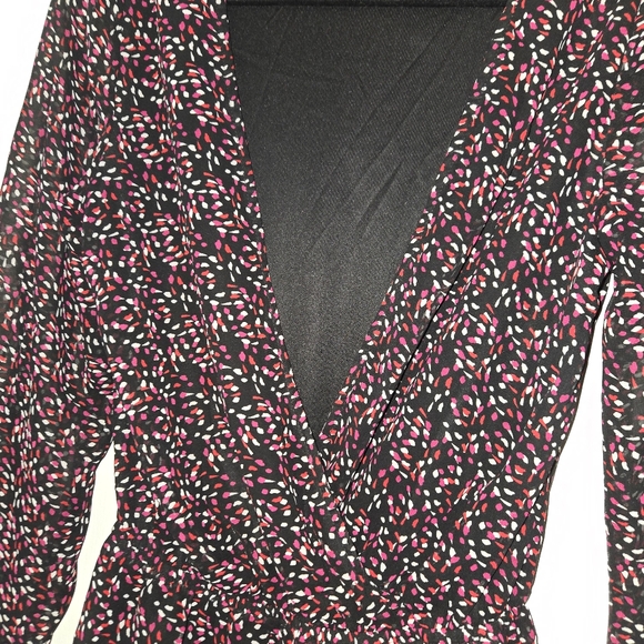 Express Long Sleeve V-Neck Mini Romper - Pink/White Speckled - XS - Picture 6 of 9